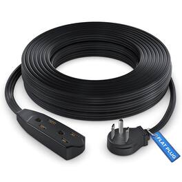 Maximm - 25 ft Flat Plug Extension Cord/Wire, Multi Outlet - 3 Prong Angled Plug Extension Cord - UL Certified - Black