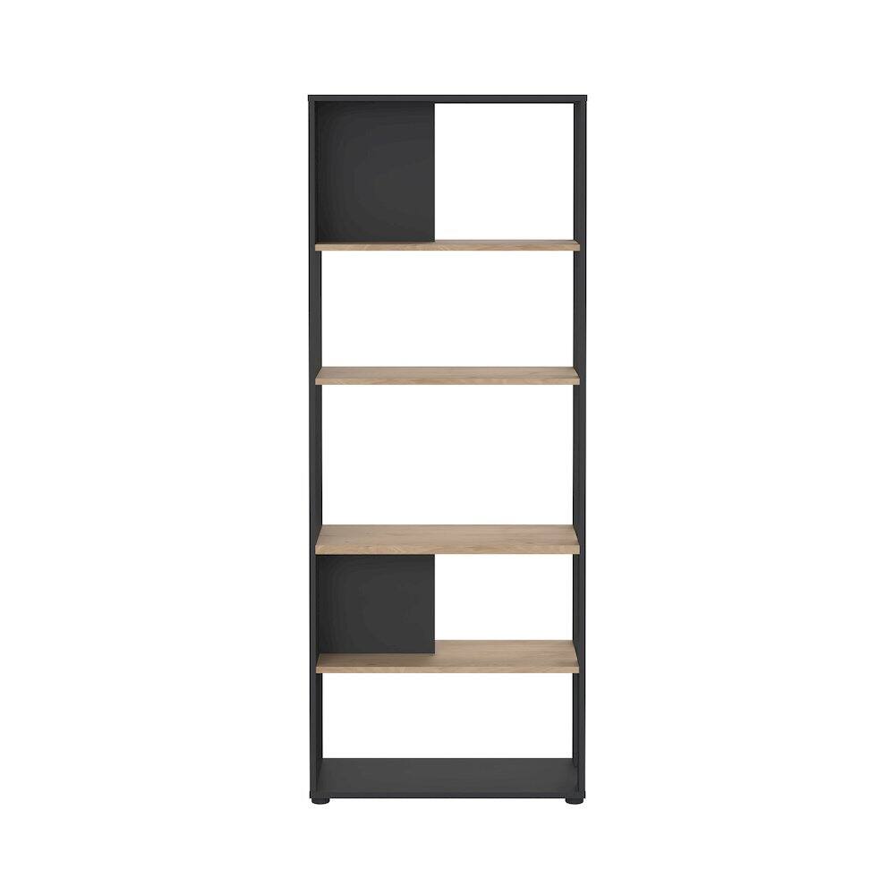 Angle. Tvilum - Sign 5 Shelf Bookcase Room Divider, Matte Grey/Jackson Hickory - Gray.