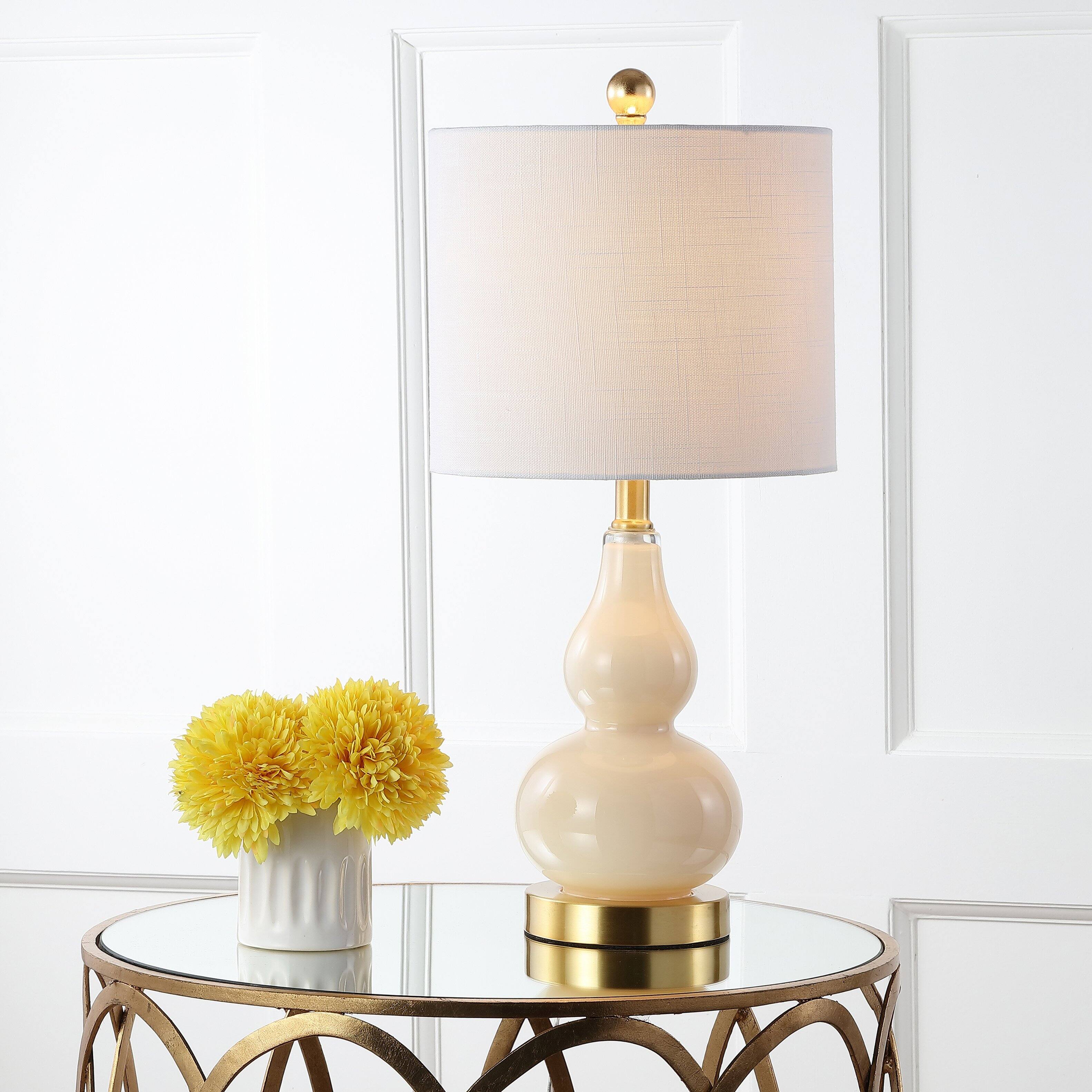 Alt View 1. Jonathan Y - Anya 20.5" Mini Glass LED Table Lamp, Ivory - Ivory.