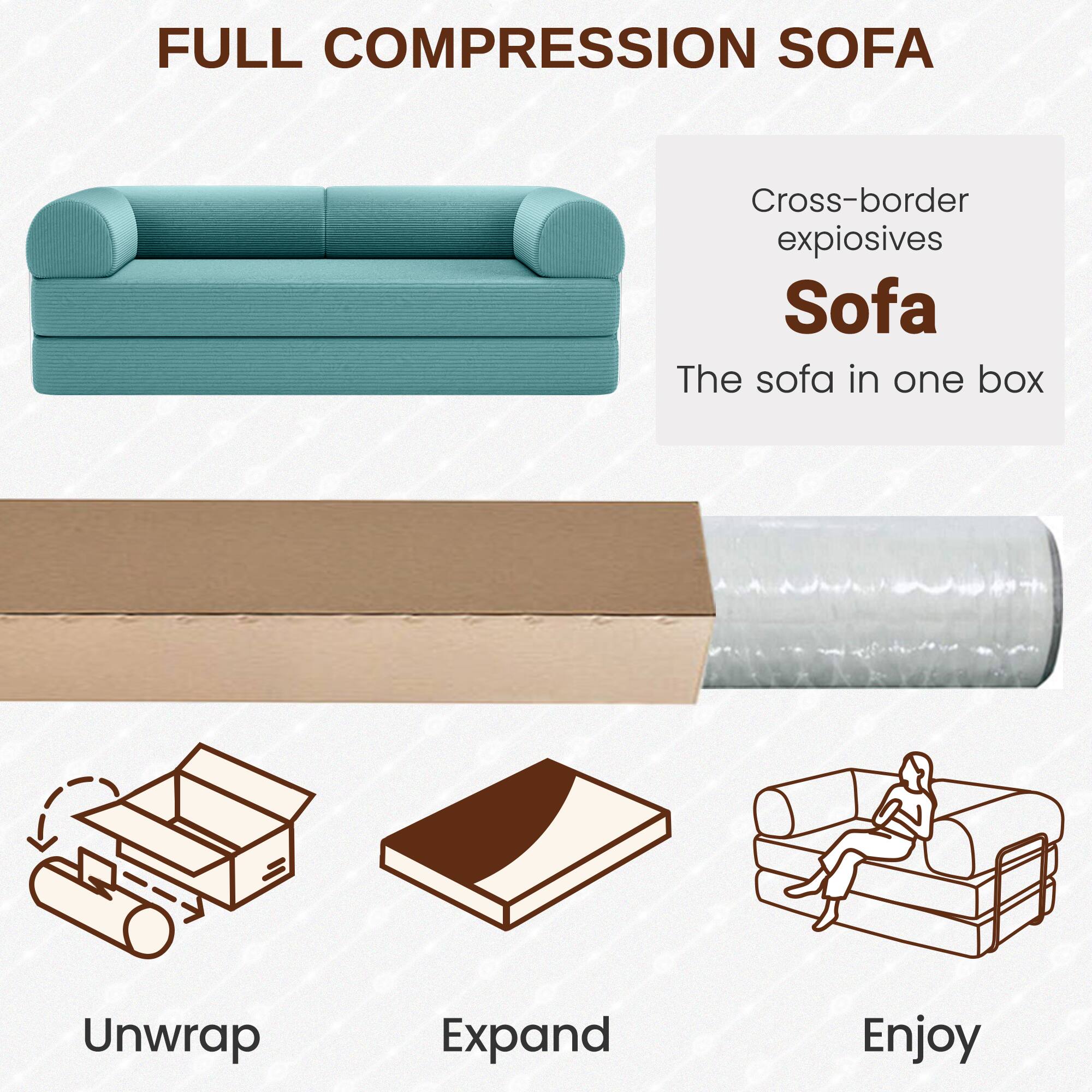 FULL COMPRESSION SOFA

Cross-border expiosives Sofa

The sofa in one box

Unwrap

Expand

Enjoy