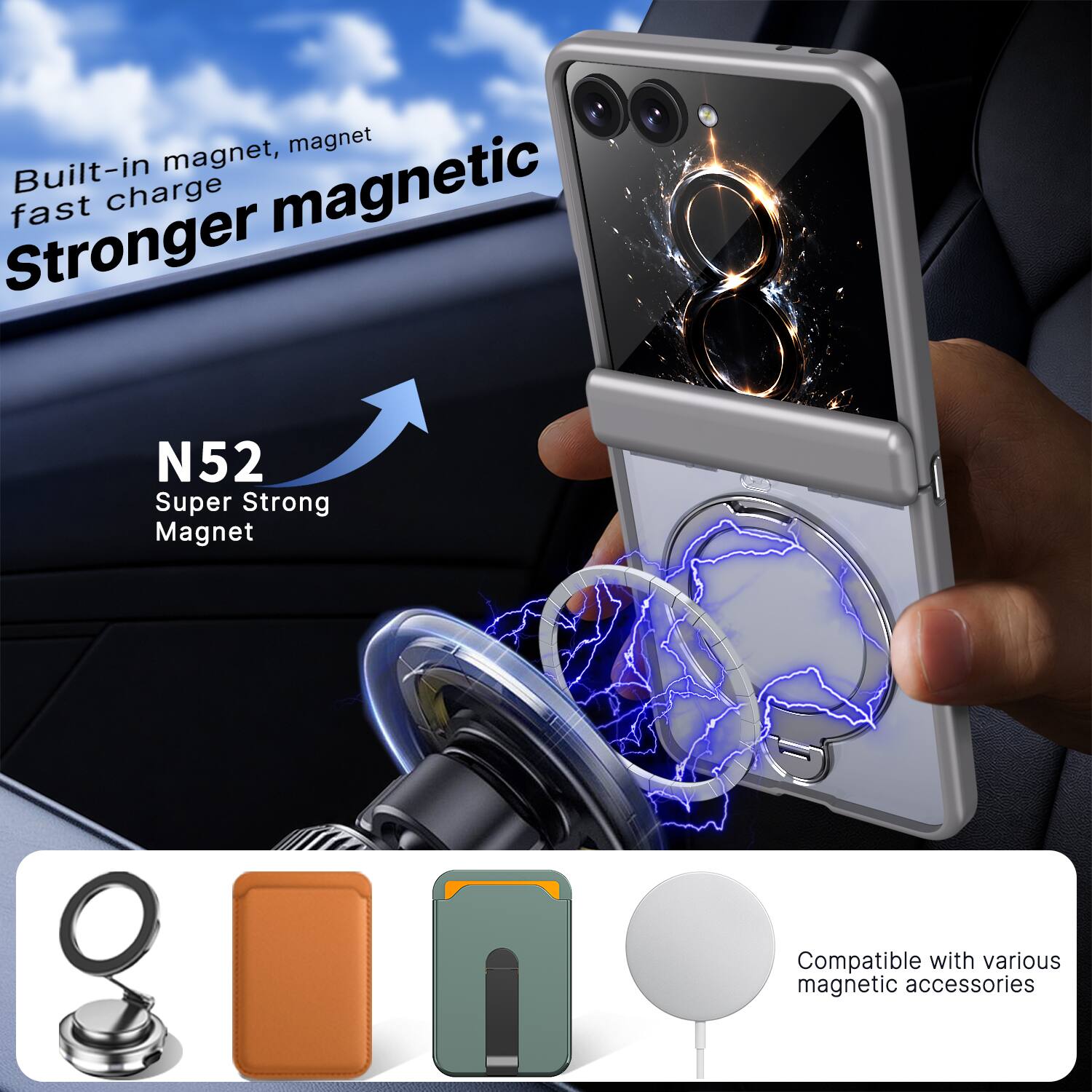Built-in magnet, magnet fast charge magnetic Stronger

N52 Super Strong Magnet

Compatible with various magnetic accessories