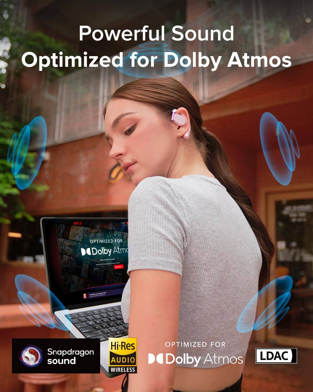 Powerful Sound Optimized for Dolby Atmos, Optimized for Dolby Atmos, Optimized for Dolby Atmos, Hi-Res Snapdragon sound AUDIO WIRELESS, LDAC