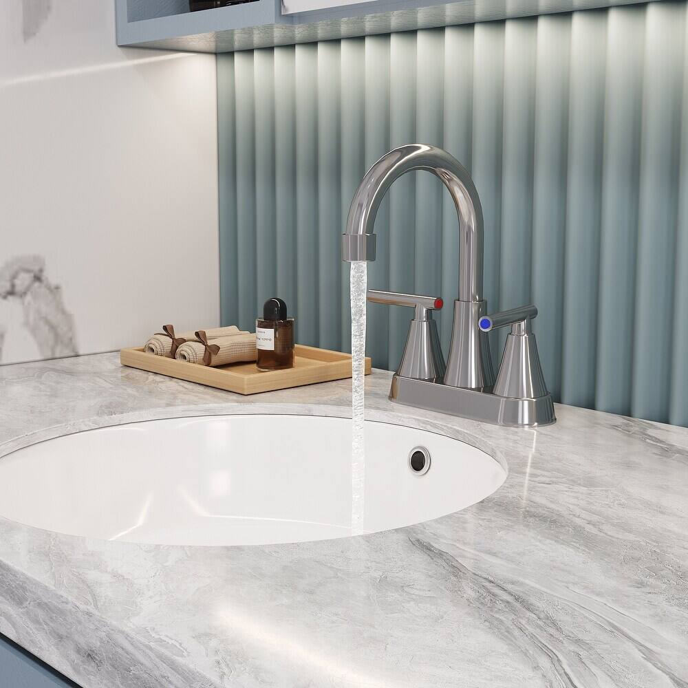 Bathroom Faucet for Sink 3 Hole, Stainless Steel Lead-Free 2-Handle Centerset Faucet for Sink Vanity