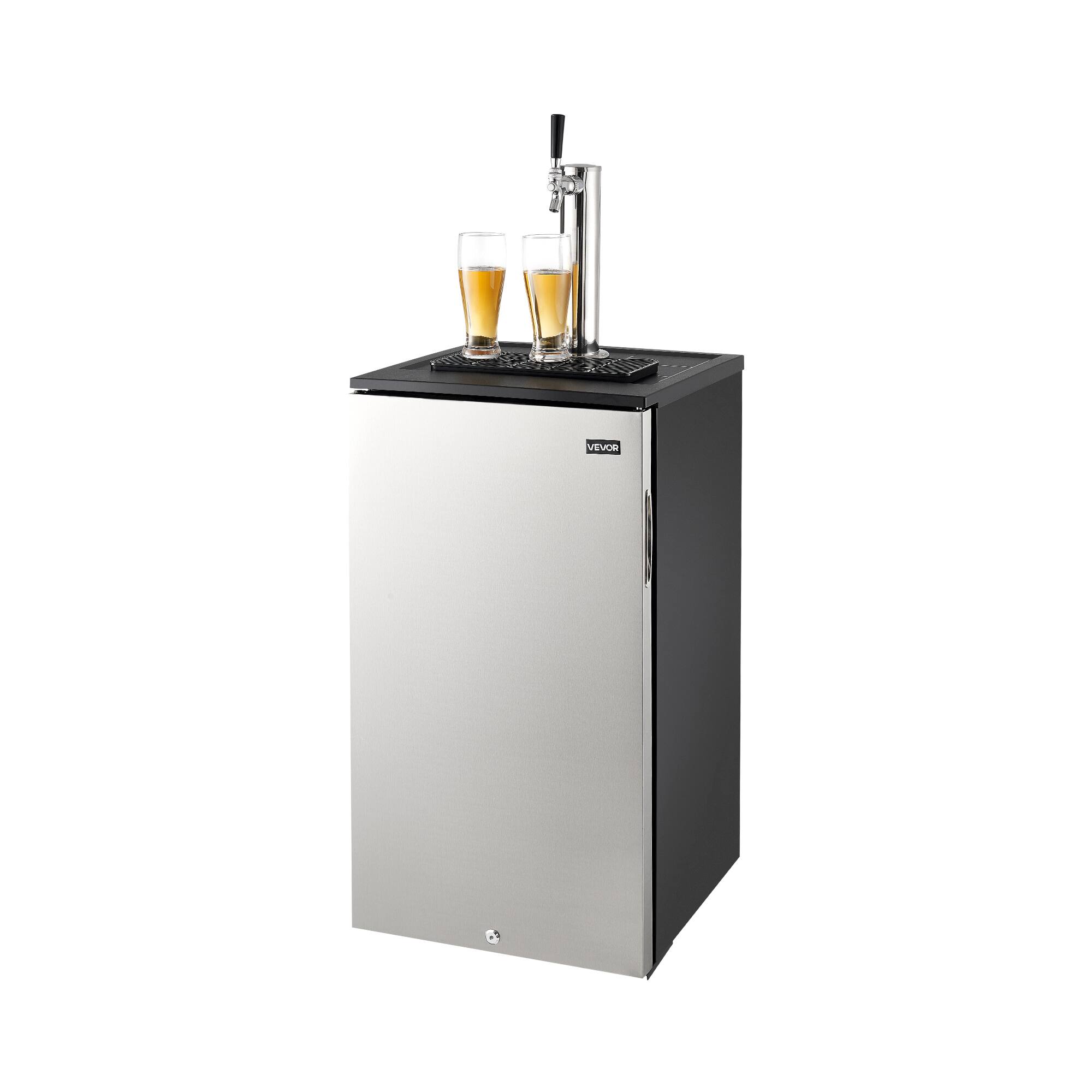 Alt View 5. VEVOR - Beer Kegerator, Single Tap Commercial Draft Beer Dispenser for D system, Refrigerator With Shelves, Hold 1 Sixth Keg - Silver.