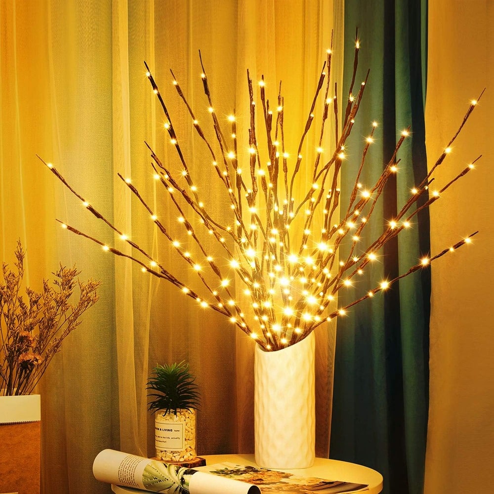 ACJPR - 3-Pack Twig Lights – Prelit Branches, 60 LEDs, USB Plug-in, Decorative Lights