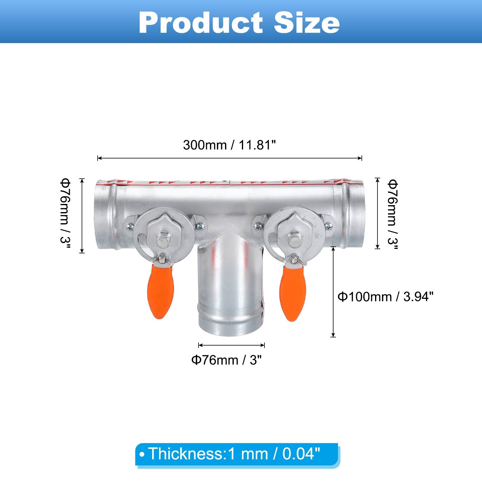 Product Size

- 300mm / 11.81"
- 76mm / 3"
- 100mm / 3.94"

Thickness: 1 mm / 0.04"