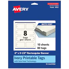 Avery - 2" x 3-1/2" Rectangle Banner Tags, Matte Ivory, 80ct - White