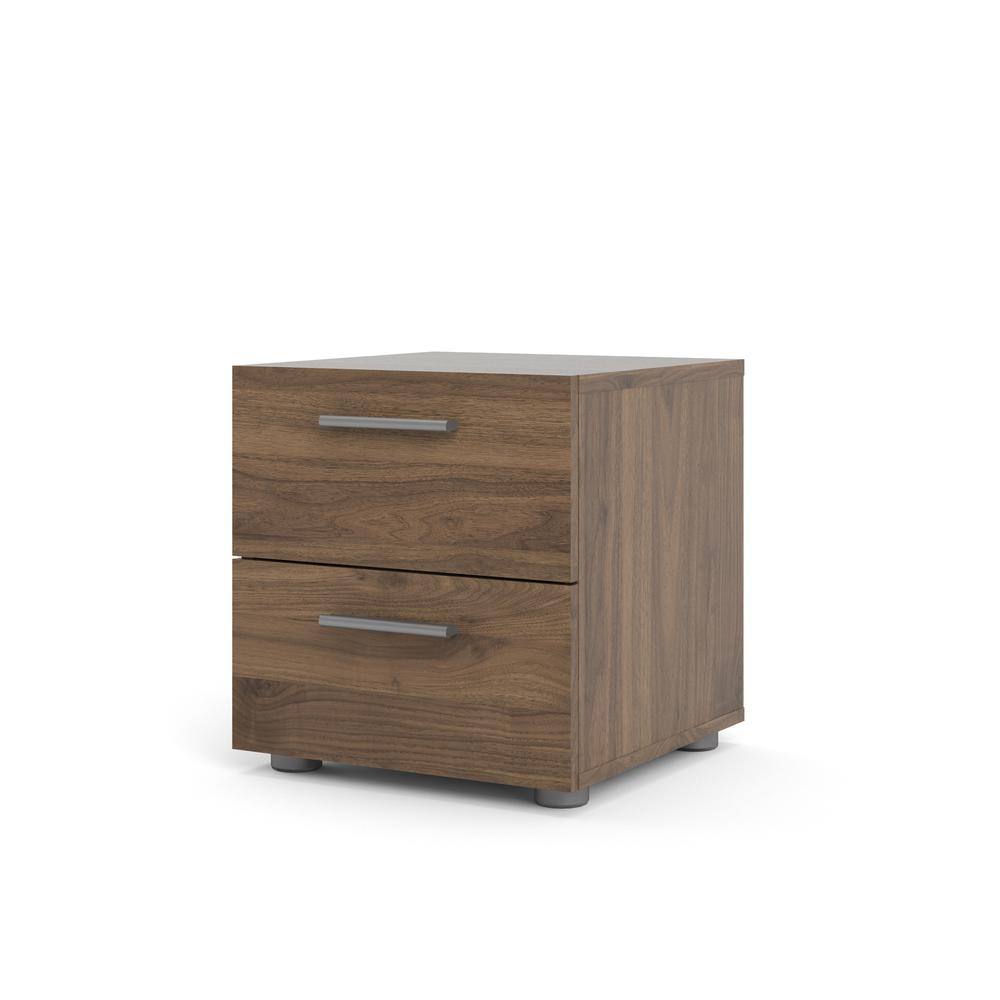 Left. Tvilum - Austin 2 Drawer Nightstand, Walnut - Brown.