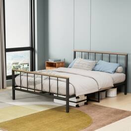 LUCKY ONE - Full Size Foldable Platform Bed Frame with Headboard and Footboard, Heavy Duty Metal Slats, No Box Spring Needed - Black