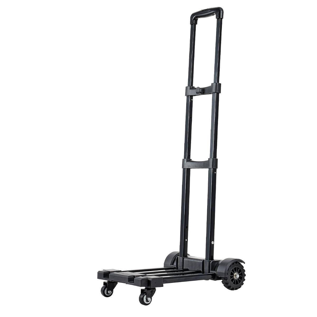 Left. Ropilly - Ropilly Folding Hand Truck with Expandable Base, 290 lb Platform Cart, Black Steel Moving Dolly - Black.