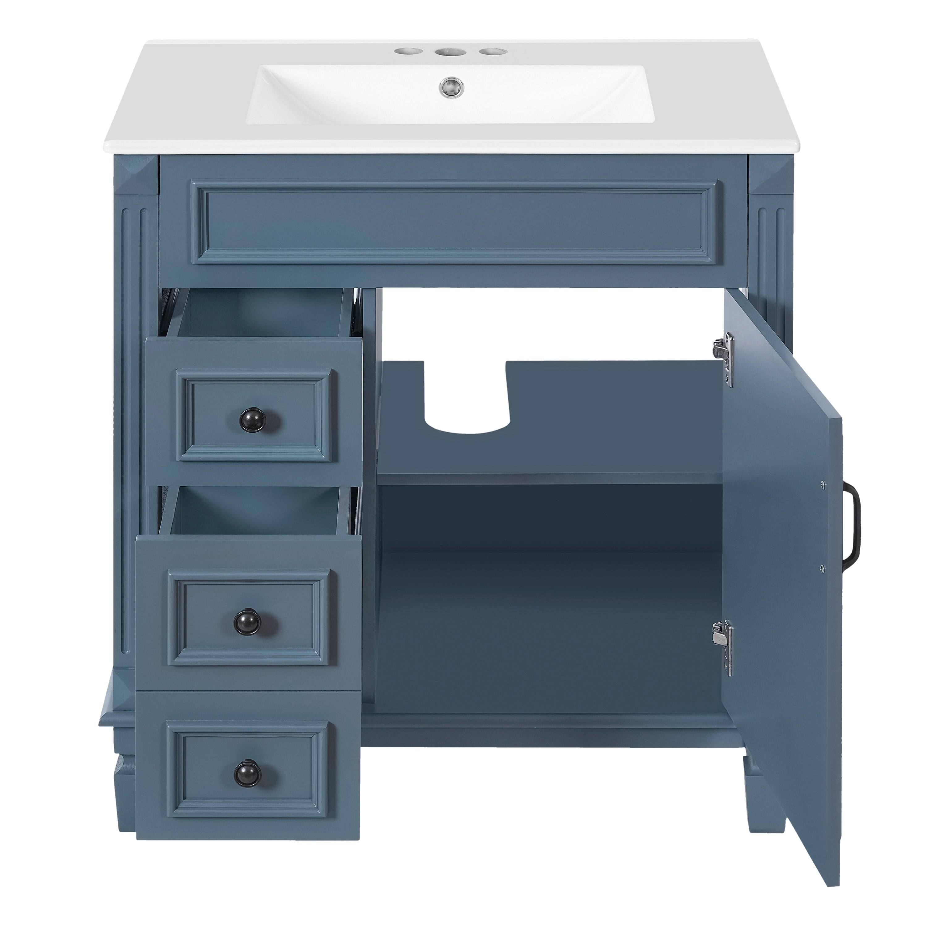 Alt View 9. Boyel Living - 30 Inch Bathroom Vanity with Ceramic Sink and Storage Cabinet Blue - Blue.