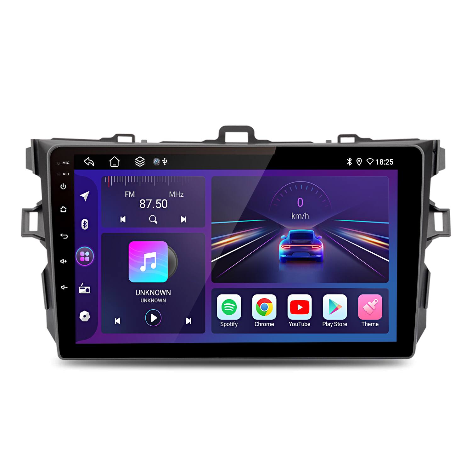 Junsun - For Toyota Corolla 2006-2013 9" 6+128GB Android 15 8 Core carplay Car Stereo Radio GPS Navi SWC WIFI RDS FM Bluetooth - Black