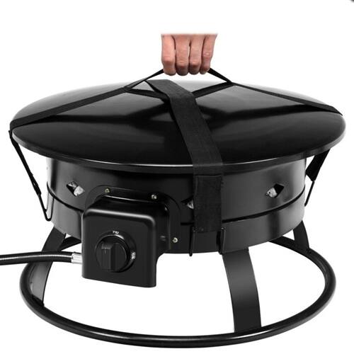 Alt View 1. SlickBlue - Black Metal Propane Fire Pit for Outdoor Use – Portable with Cover and Carry Kit - Black.
