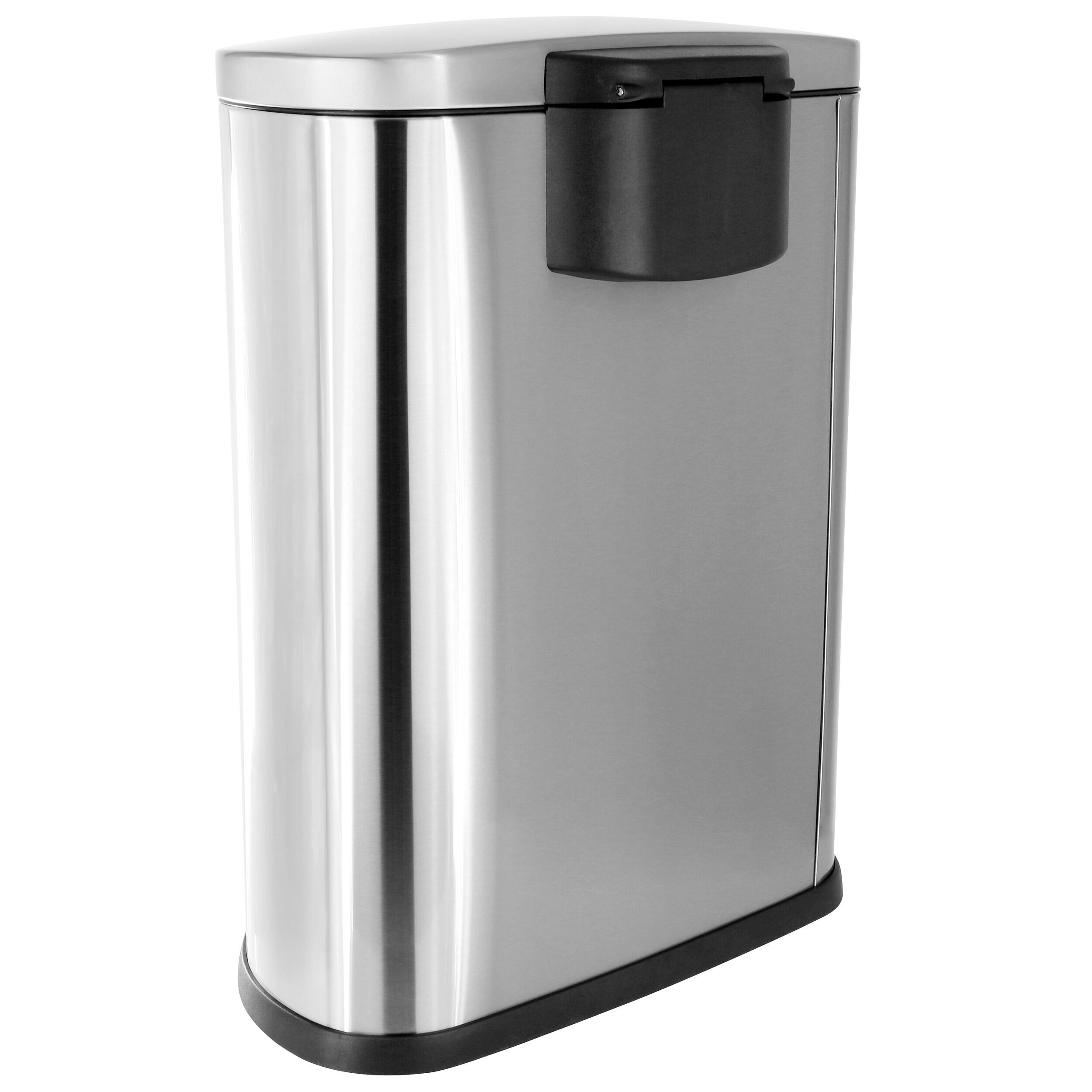 Alt View 1. Elama - Elama 50 Liter 13 Gallon Half Circle Stainless Steel Step Trash Bin with Slow Close Mechanism in Matte Silver - Silver.