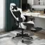Alt View 11. Costway - Massage Gaming Chair Reclining Office Chair with Footrest - White + Black.
