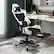 Alt View 11. Costway - Massage Gaming Chair Reclining Office Chair with Footrest - White + Black.