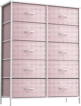 Sorbus - Dresser with 10 Drawers - Storage Unit Organizer Chest for Clothes - Bedroom, Room, Nursery, & Closet - Pink