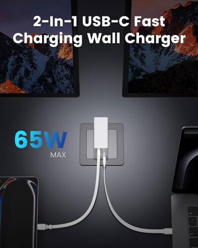 2-In-1 USB-C Fast Charging Wall Charger  
65W MAX