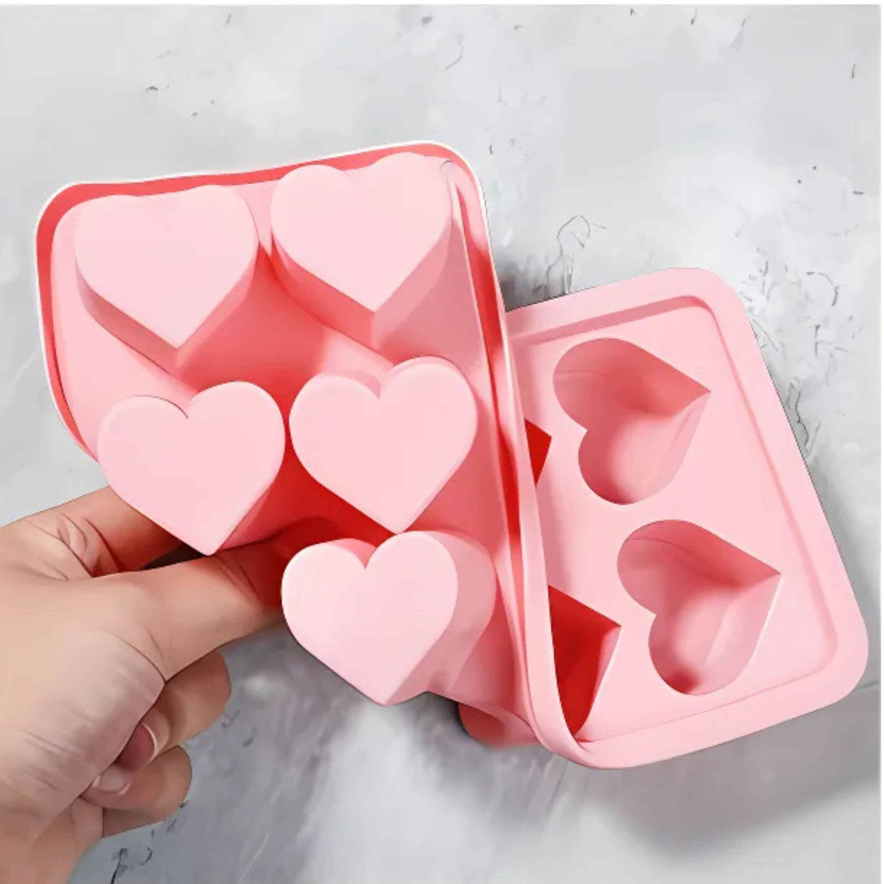 Left. Kitcheniva - Heart-Shaped Silicone Mold Tray – 1 Pc for Ice Cubes, Candy, Chocolate, Jelly & More.