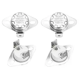Unique Bargains - KSD301 Thermostat 165°C/329°F 16A Normally Open N.O Temperature Switch for Microwaves/Oven 4pcs Ceramic - Silver