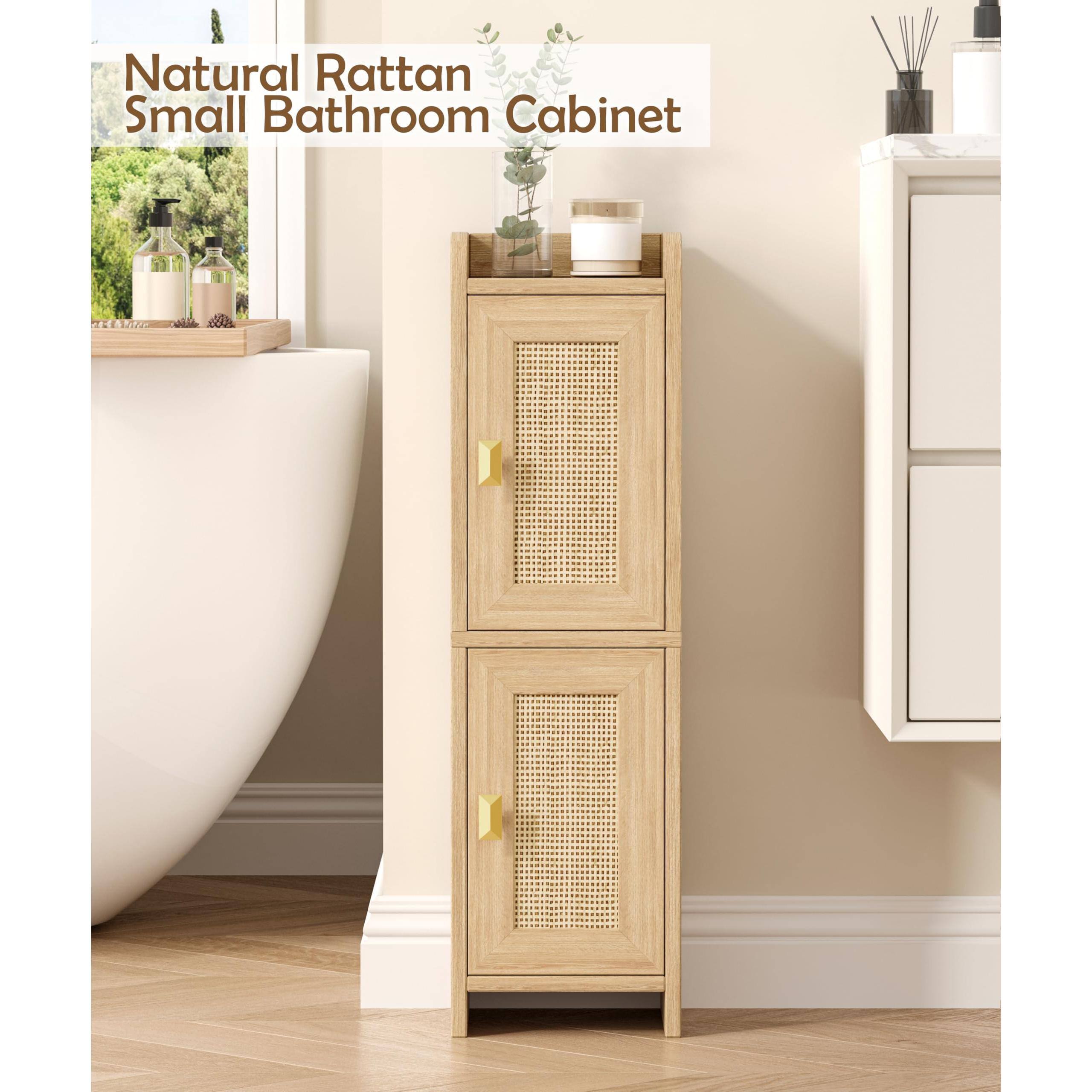 Natural Rattan Small Bathroom Cabinet