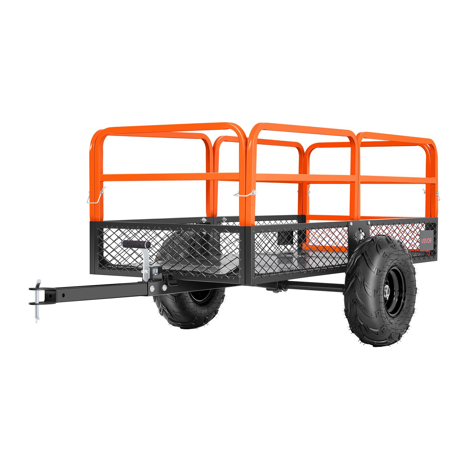 Alt View 5. VEVOR - Garden Utility Trailer, 22 Cu. Ft. & 1600lbs, ATV UTV Trailer, Tow Behind Steel Dump Trailers, Removable Rear Panel - Black; Orange.