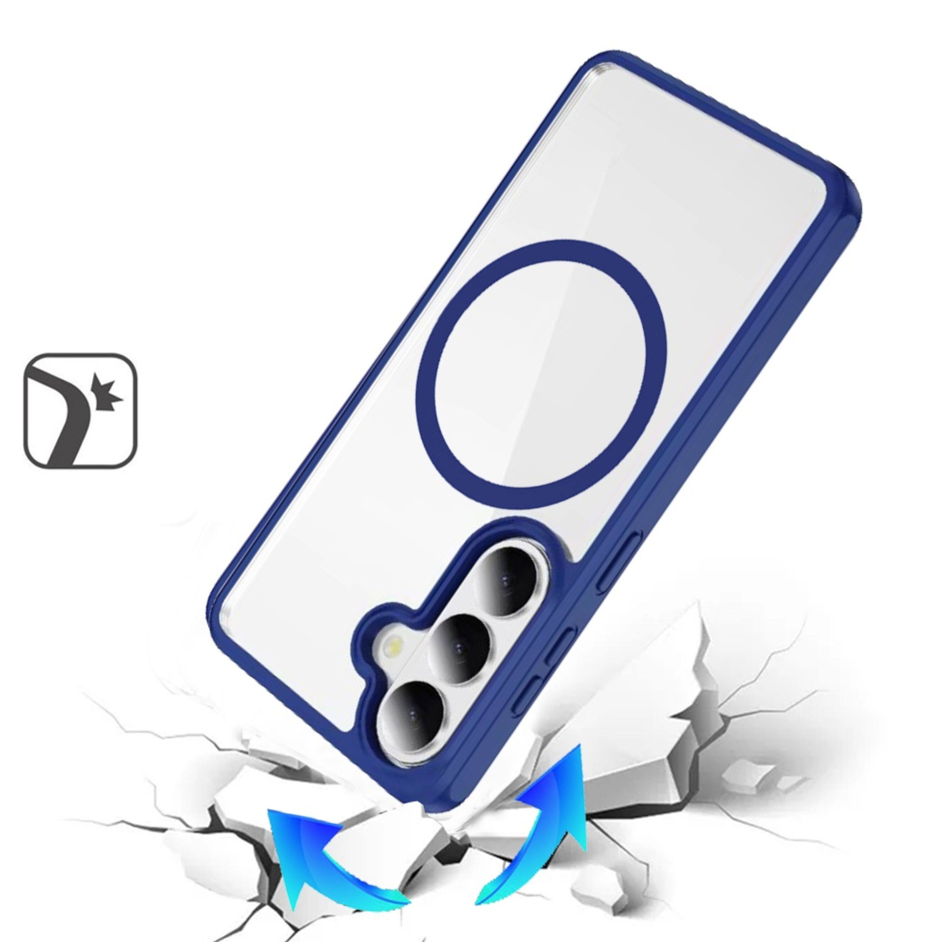 Angle. Kitcheniva - Shockproof Magnetic Circle Phone Case With Tempered Glass For Samsung Galaxy S26 Navy Blue - Navy Blue.