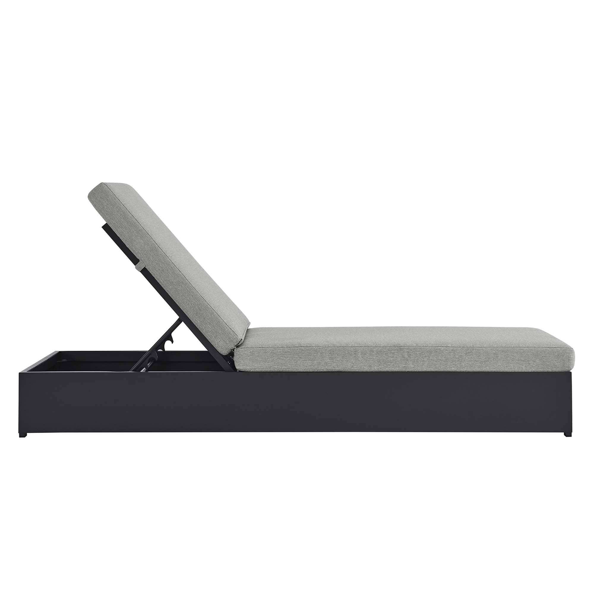 Alt View 3. Modway - Tahoe Outdoor Patio Powder-Coated Aluminum Chaise Lounge Chair by Modway - Gray Gray.