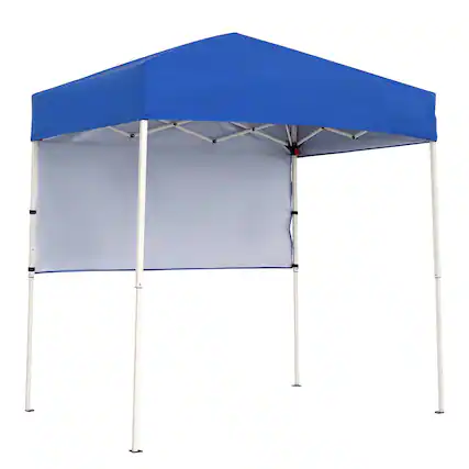 Front. Costway - Costway Pop-Up Canopy Tent with 1 Half Sidewall, Easy Setup Folding Outdoor Sun Shelter - Blue.