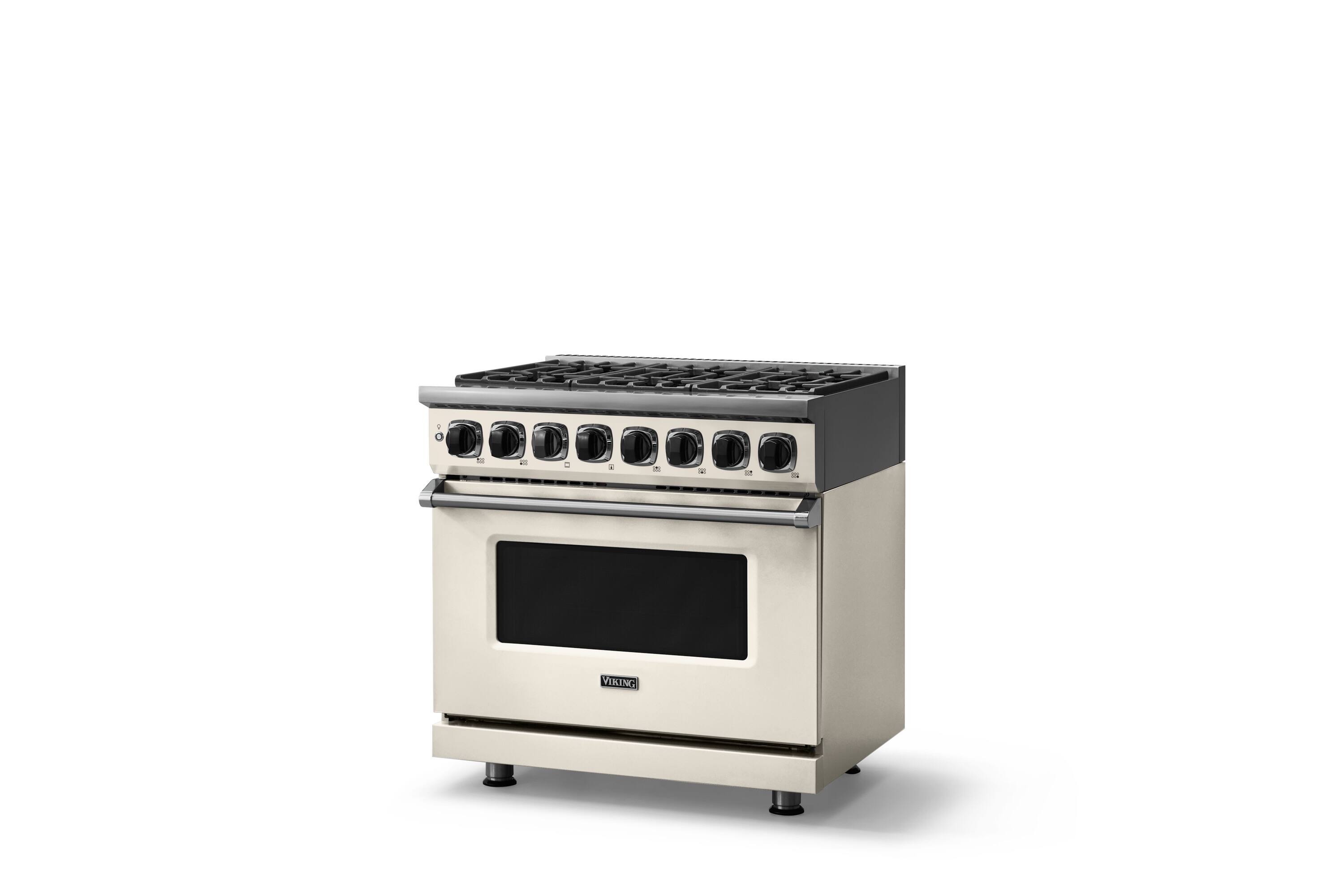 Angle. Viking - 36"W. 7Series  5.6 Cu. Ft. Dual Fuel Self-Clean 6 Burner Range-Pure White - Pure White.