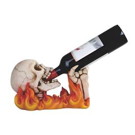 FC Design - 11"W Skull with Flame Wine Rack Bottle Holder Dining Room Figurine - Multicolor