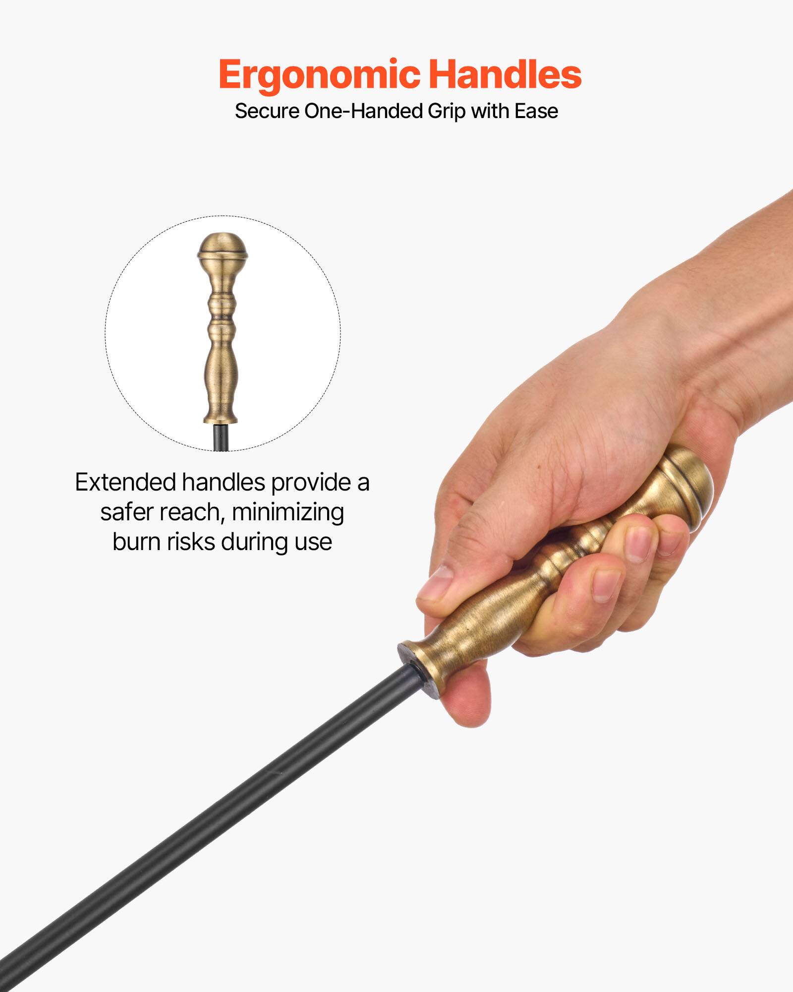 Ergonomic Handles  
Secure One-Handed Grip with Ease  

Extended handles provide a safer reach, minimizing burn risks during use
