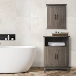Teamson Home - Russell Freestanding Two-Door Floor Cabinet, Salt Oak - Tan