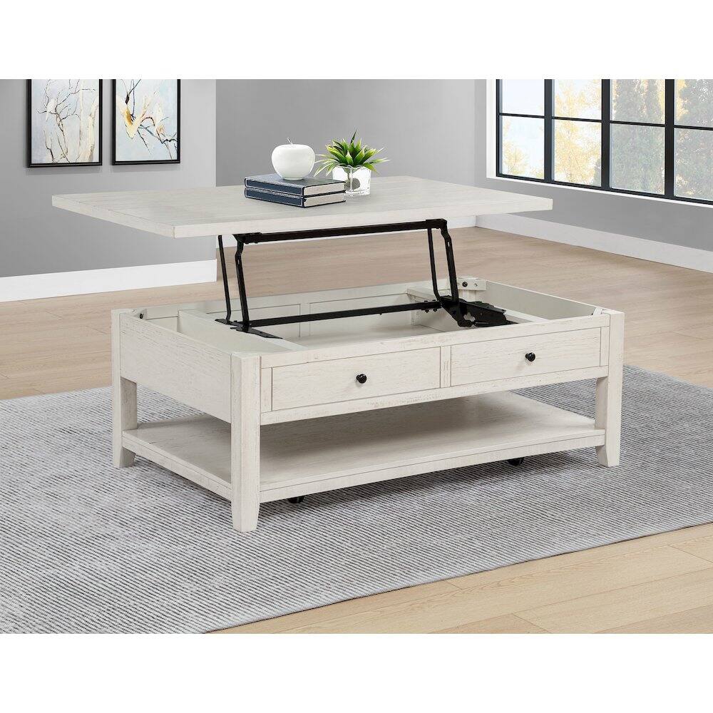 Left. Coaster Co. of America - Payne 48-inch Mobile Lift Top Coffee Table Distressed White - Distressed White.
