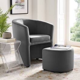 Divulge Performance Velvet Arm Chair and Ottoman Set by Modway - Gray