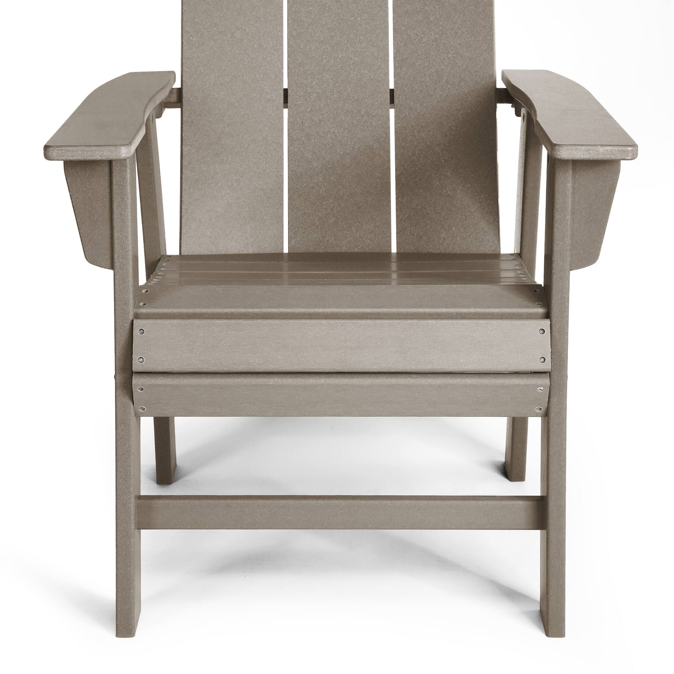 Alt View 4. WestinTrends - WestinTrends Ashore Outdoor Patio HDPE Plastic Modern Adirondack Dining Chair - Weathered Wood.