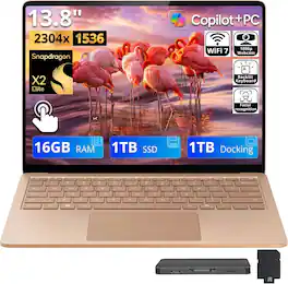 Microsoft - Upgraded - Surface 13.8" 2K Touch Laptop,Snapdragon X2 Elite,16GB RAM,1TB SSD+1TB Dock Set,Backlit,Wi-Fi 7,Win 11 - Dune
