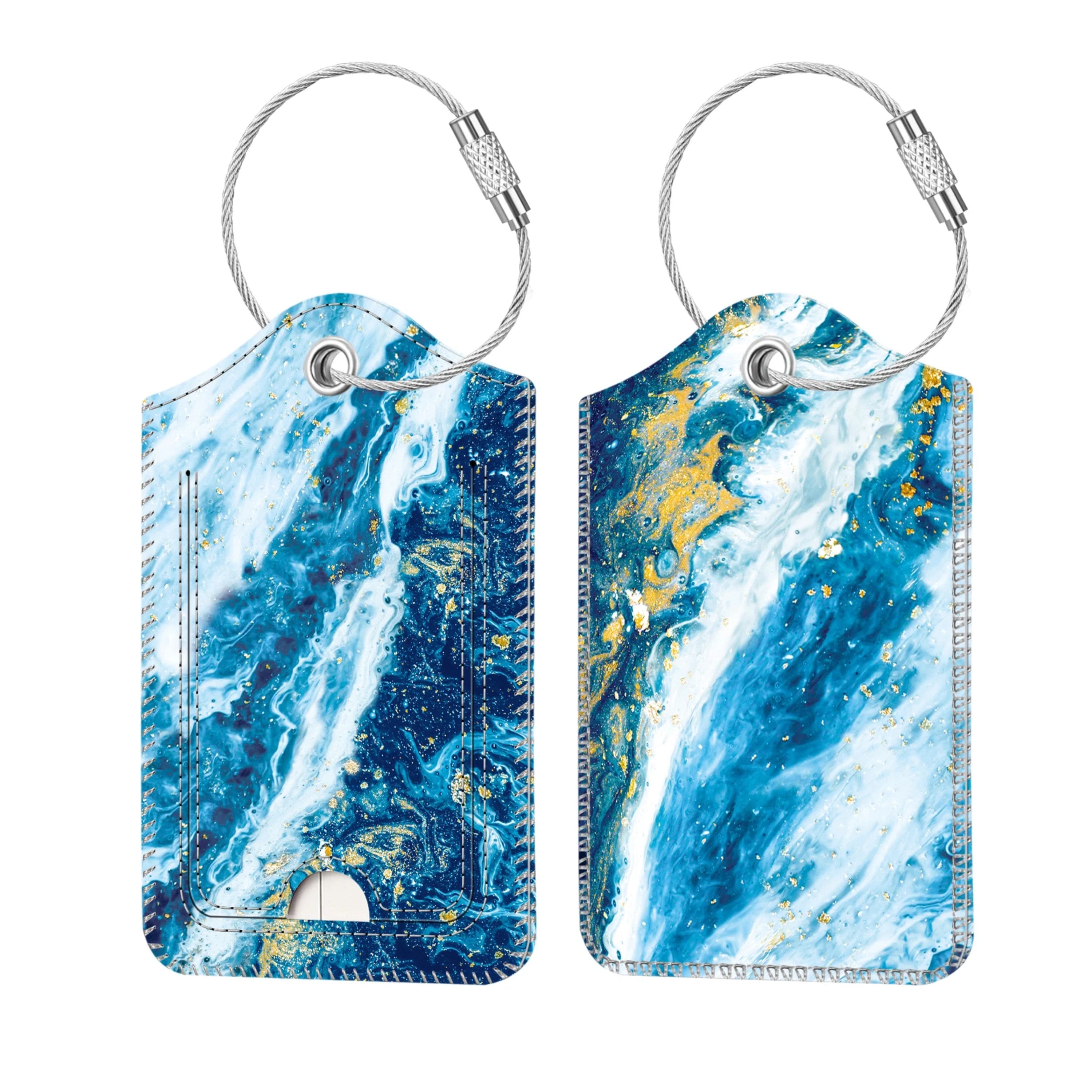 Kitcheniva - Luggage Tags For Travel Bag Suitcase With Loop & Privacy Cover ID Label Pack Of 2 - Sandy Wave price history on PriceWatchPro