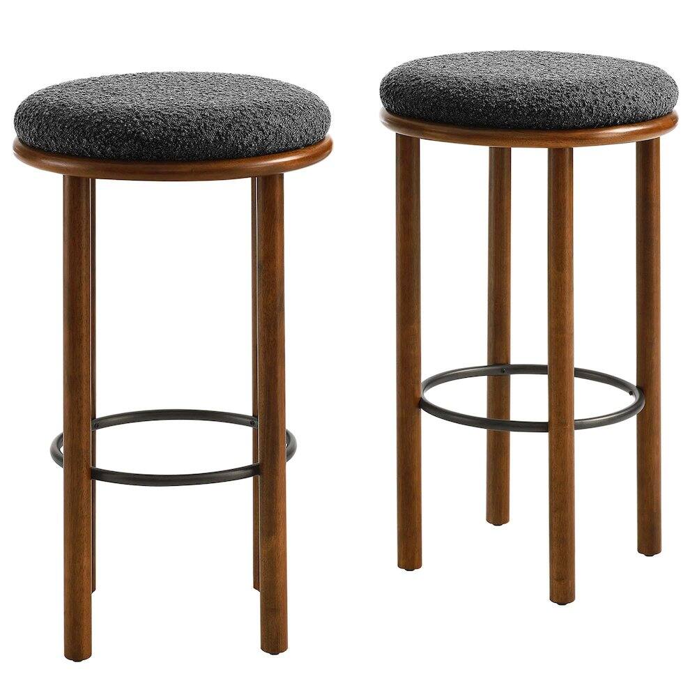 Front. Modway - Fable Boucle Fabric Bar Stools Set of 2 - Brown.