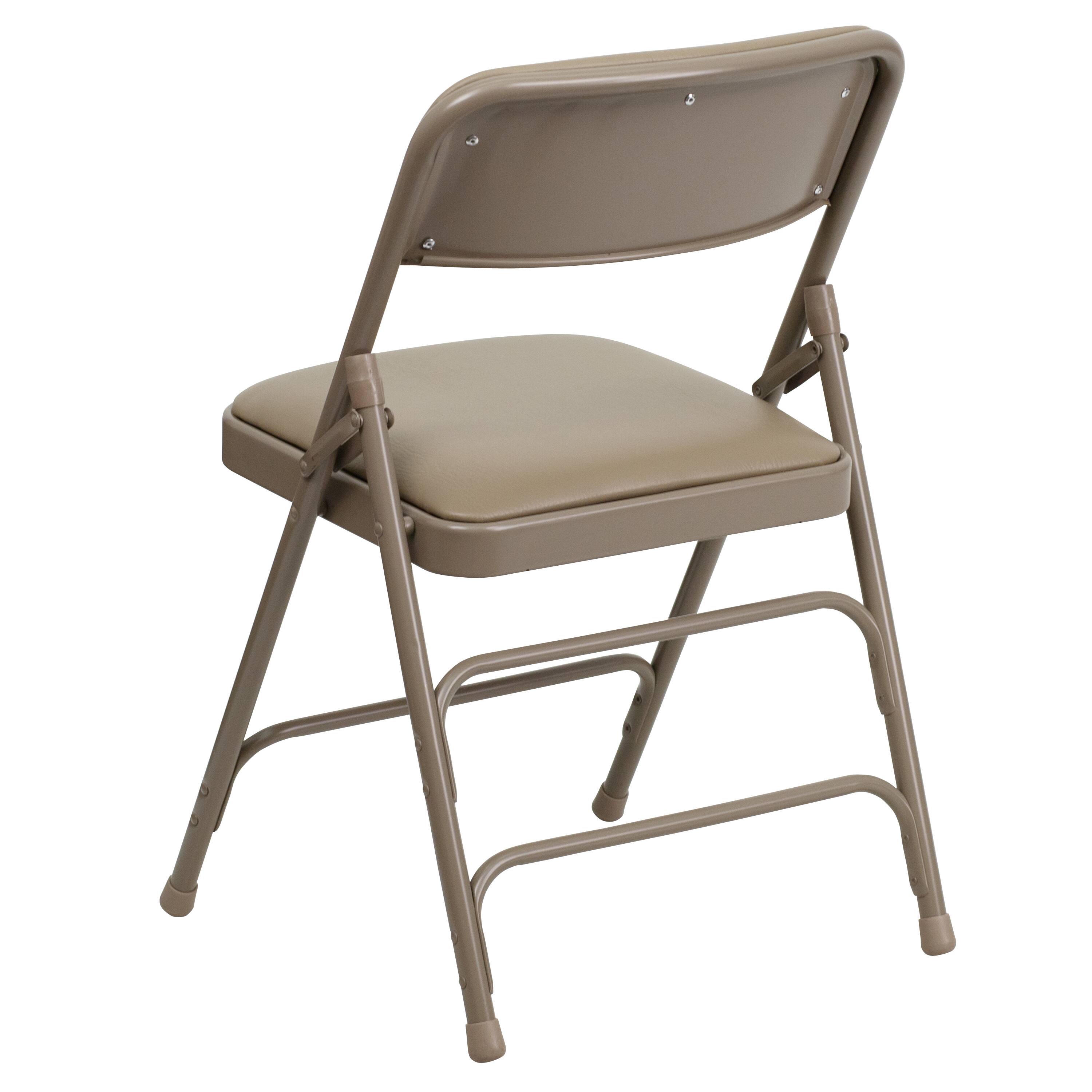 Alt View 9. Emma + Oliver - 4 Pack Home & Office Portable Party Events Padded Metal Folding Chair - Beige Vinyl/Beige Frame.