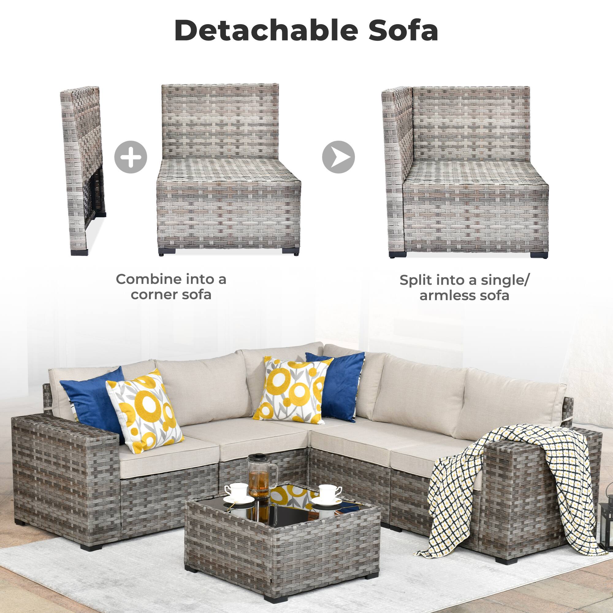 Detachable Sofa

Combine into a corner sofa

Split into a single/armless sofa