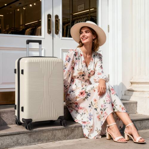 Alt View 9. Winado - 28" Hardshell Carry On Luggage with Spinner Wheels Lightweight PP Hardside Small Suitcase with Built-in Lock - White.