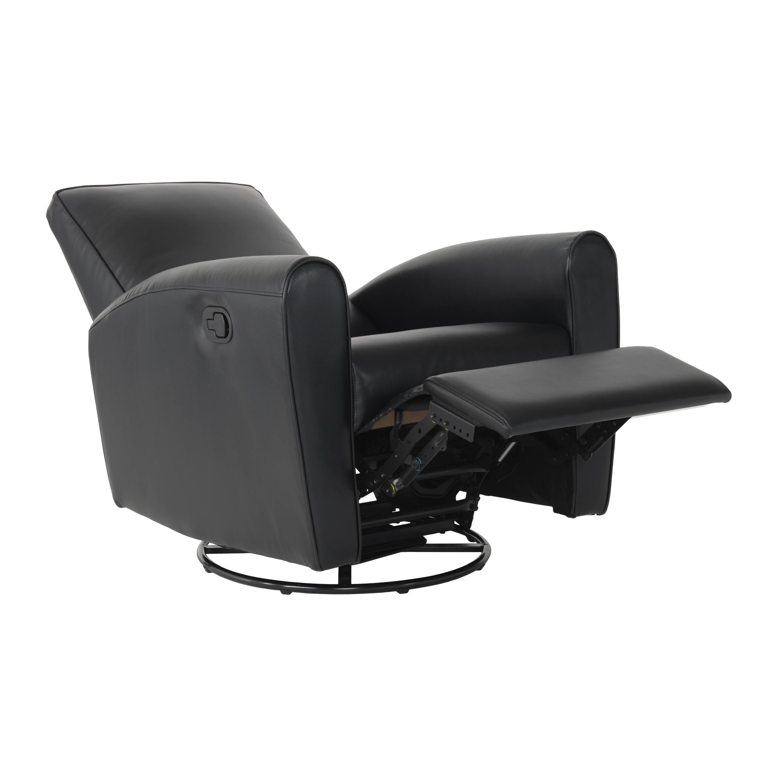 Alt View 5. CorLiving - Marin Faux Leather Upholstered Indoor Swivel Glider Manual Recliner with Steel and Engineered Wood Frame - Black.