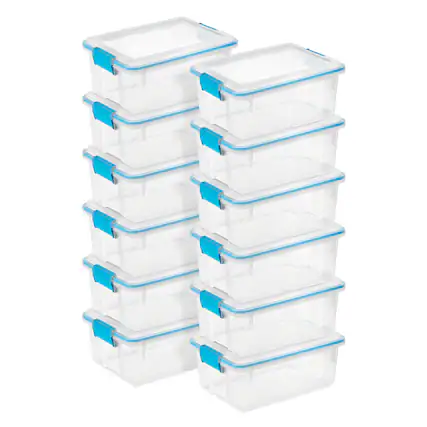 Front. Sterilite - Sterilite 12 Qt Plastic Storage Bin Container Clear Gasket Sealed Box, (12 Pack) - Clear.