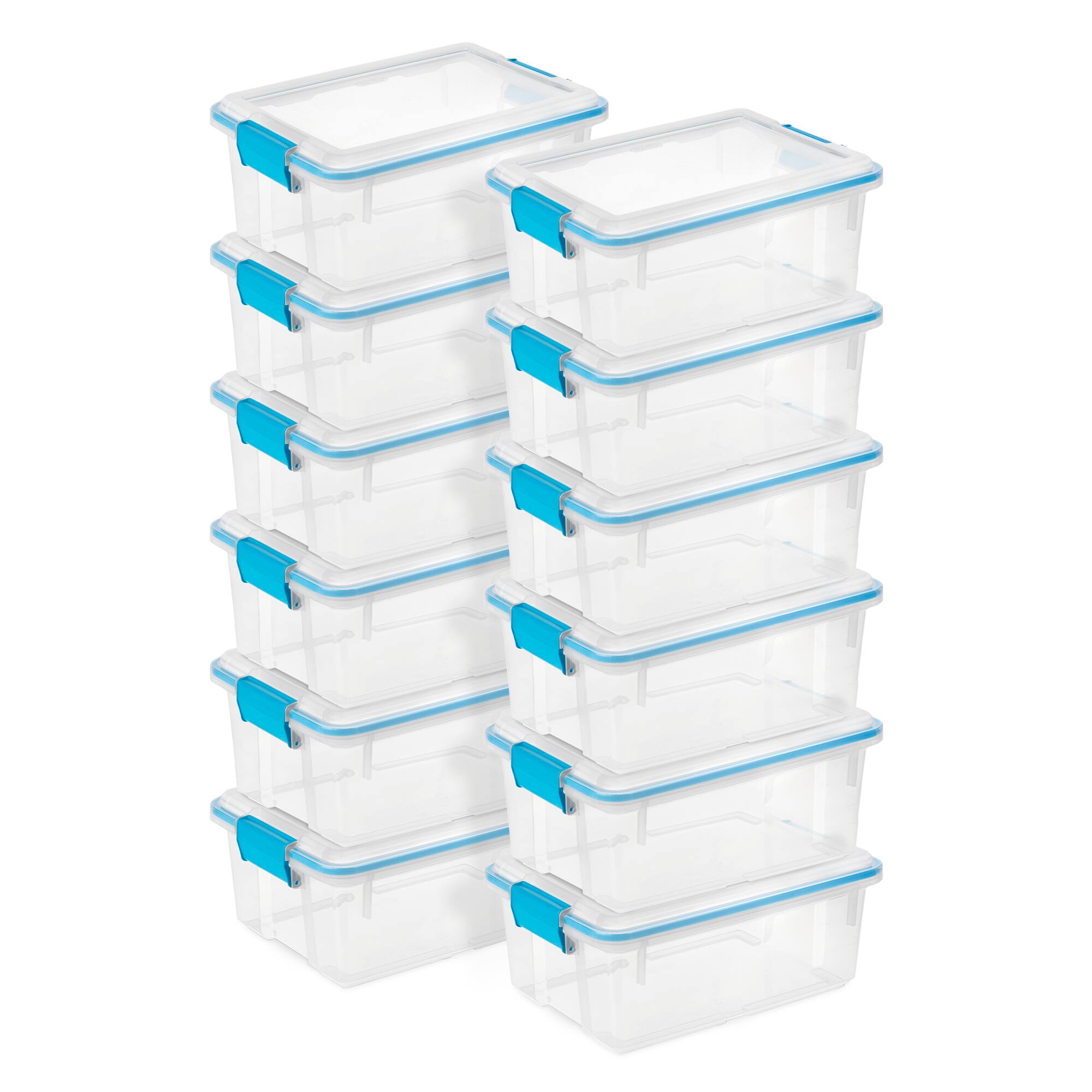 Front. Sterilite - Sterilite 12 Qt Plastic Storage Bin Container Clear Gasket Sealed Box, (12 Pack) - Clear.