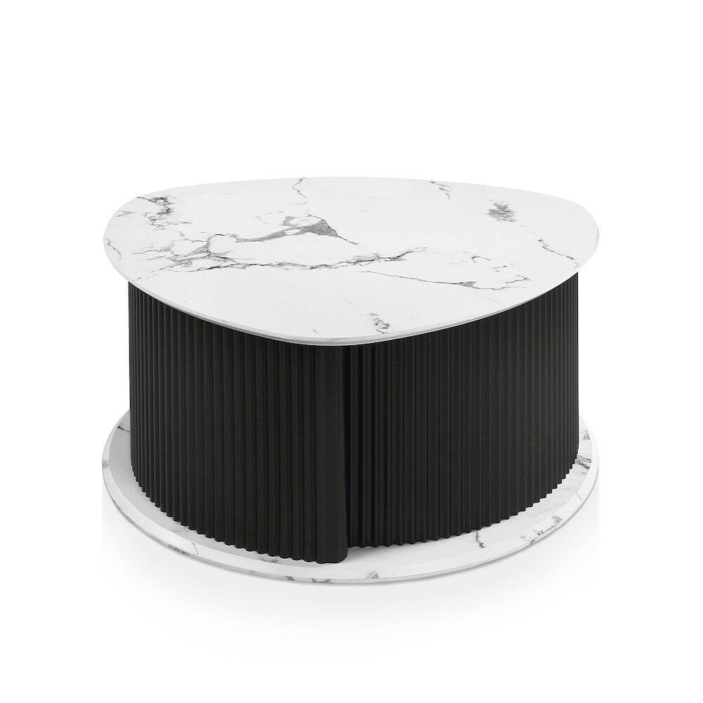 Alt View 1. Furniture of America - Talo Fluted Pedestal Triangle Storage Coffee Table - Black.