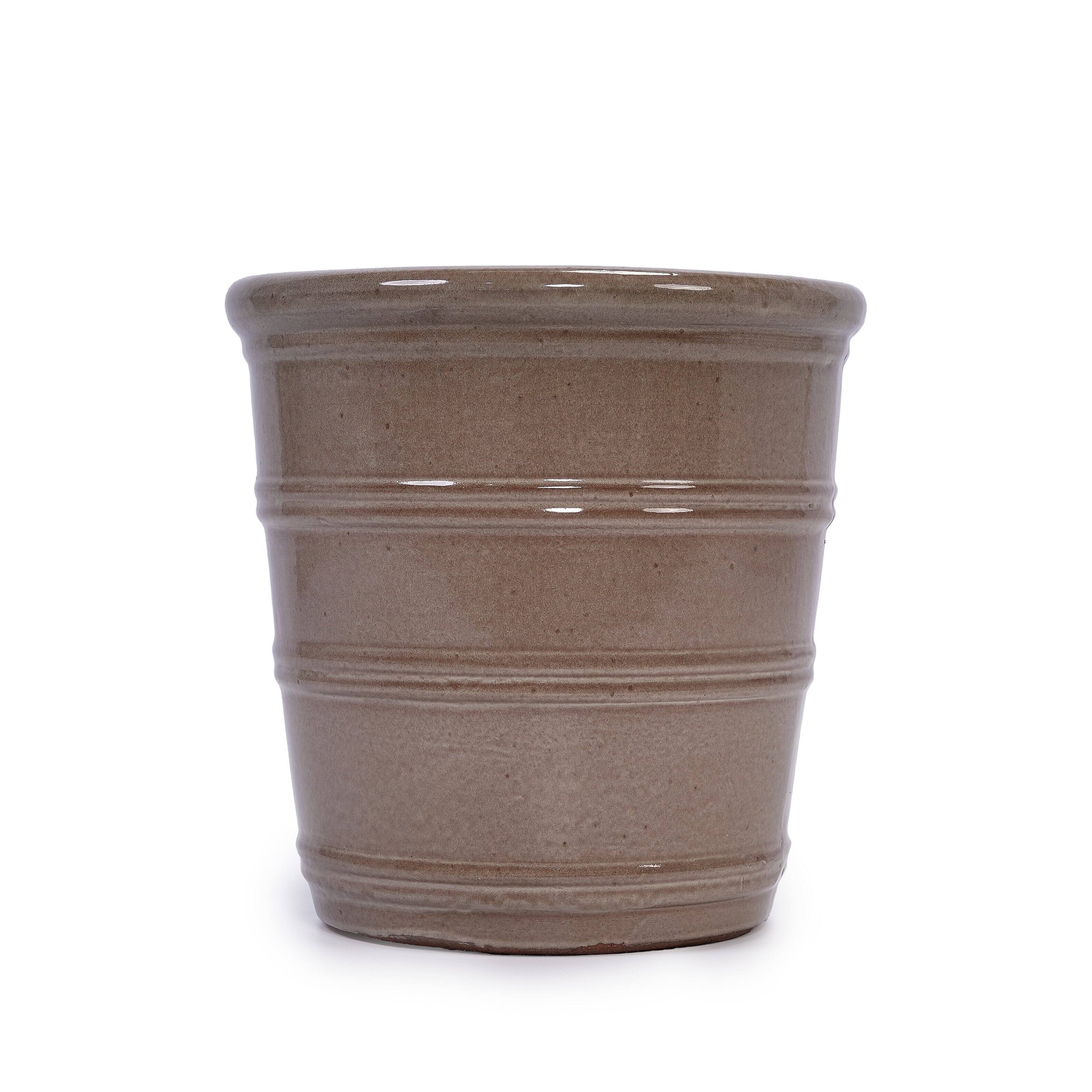 Alt View 4. Loheer - Ceramic Planter Set Loheer Handmade Taupe Plant Pots Set of 3 for Succulents Herbs Indoor Outdoor 16 13 10 Inch.