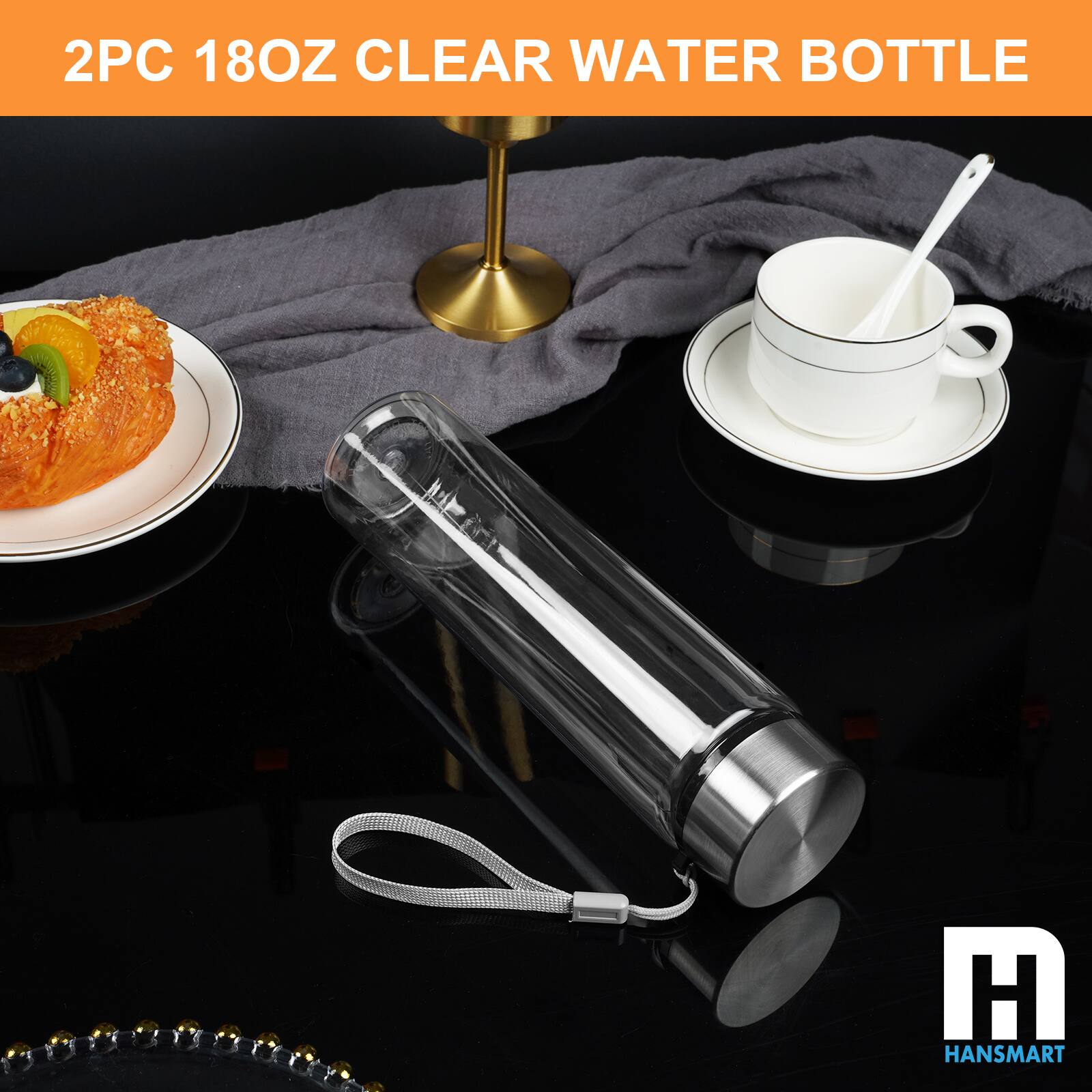 2PC 18OZ CLEAR WATER BOTTLE  
HANSMART