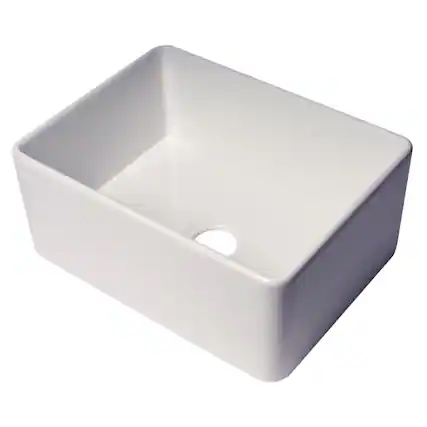 Front. Alfi - ABF2418 24" White Thin Wall Single Bowl Smooth Apron Fireclay Kitchen Farm Sink - White.