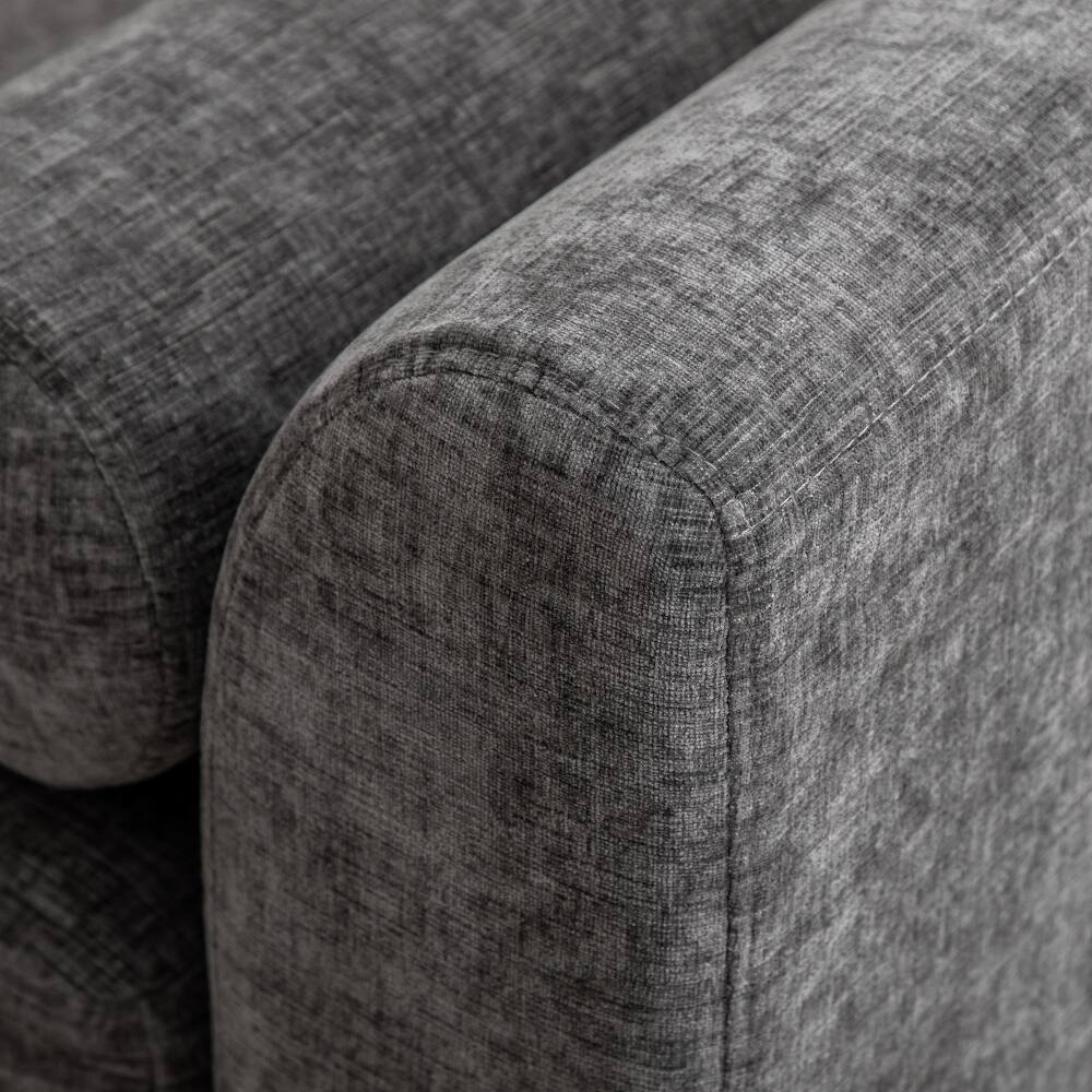 Alt View 3. Ropilly - Ropilly Modern Gray Chenille Bed End Bench with Armrests, Chaise Lounge Couch for Bedroom and Entryway - Gray.